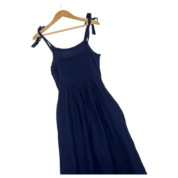 Tommy Bahama Jumpsuit Womens Small Blue Linen Tie Shoulder Coastal Cottage Boho - Picture 9 of 12